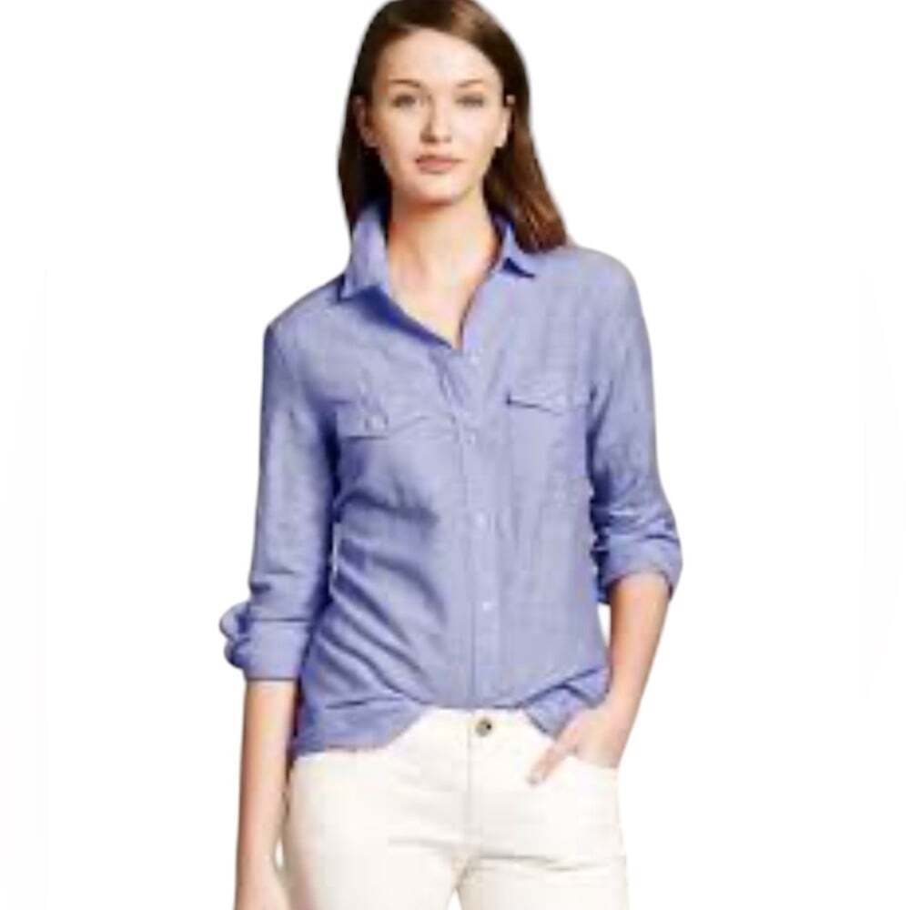 Banana Republic Soft Wash Utility Shirt Blue Size Medium Womens Casualcore Work